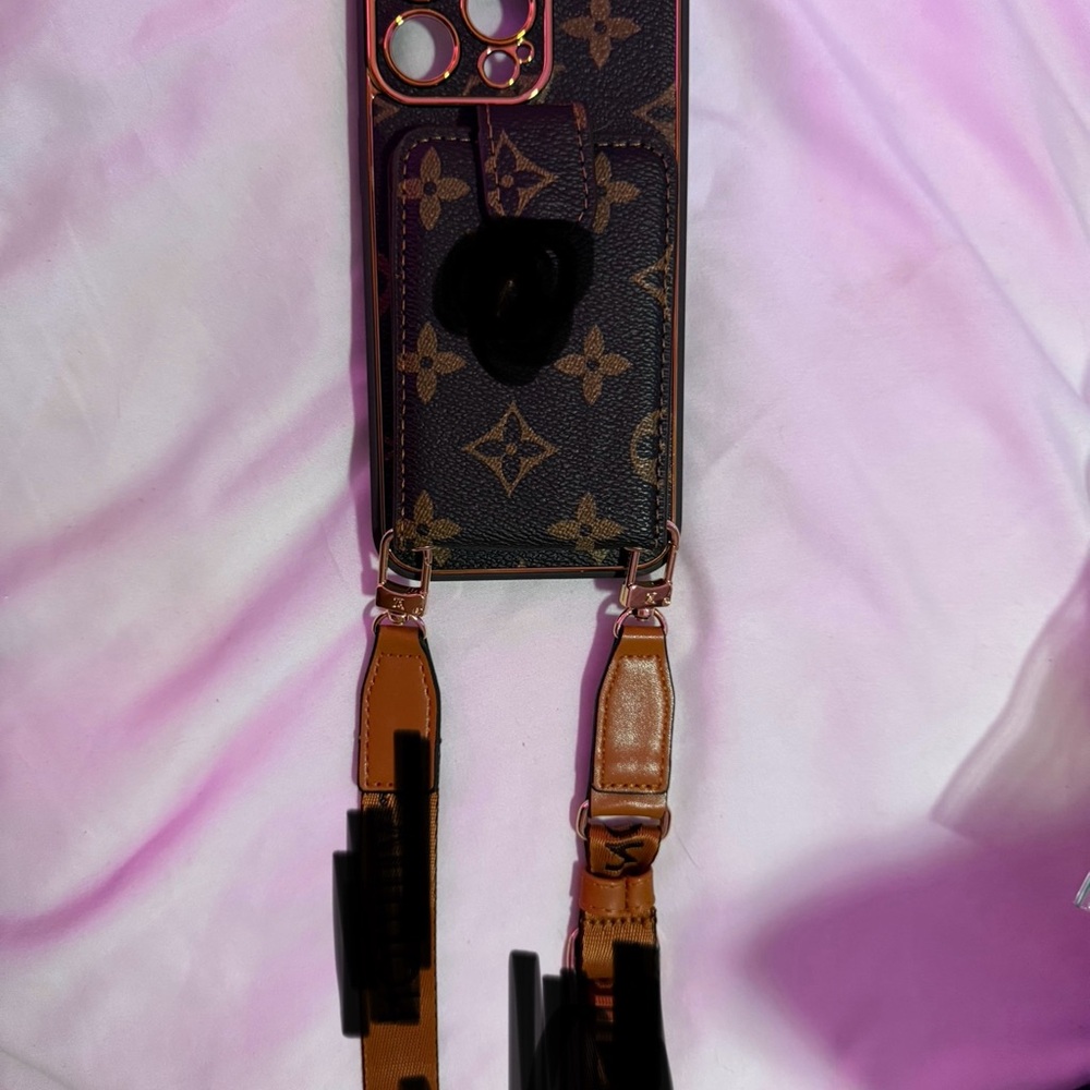 Luxury Designer Brown Phone Case with Strap